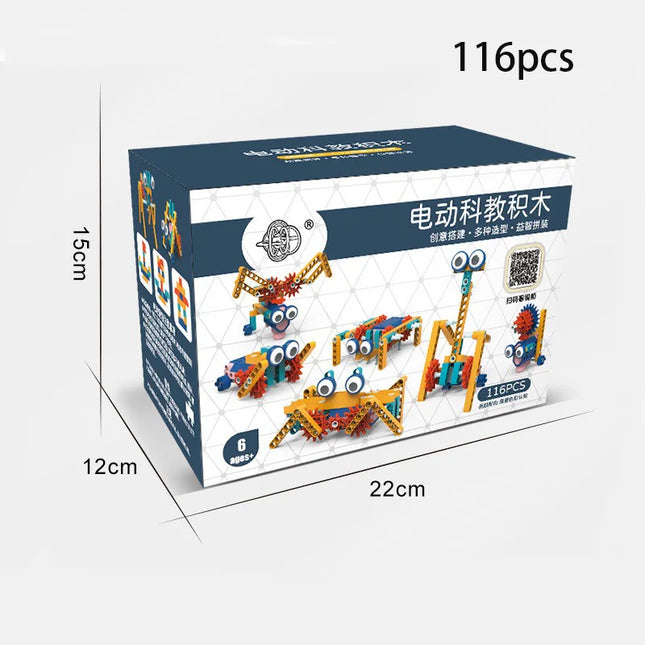 116pcs Electric Gear Science Education Building Blocks Mechanical Educational Toy Particle Assembly Set Assembly