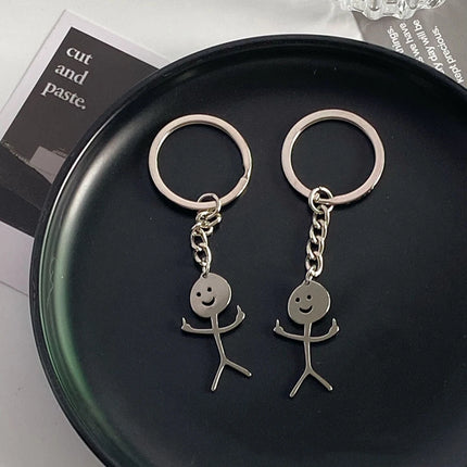 Funny Matchstick Men Keychain Middle Finger Heart to Heart Car Bag Pendant Key Ring Jewelry Couple Friend Gifts Wholesale бре