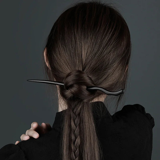 Vintage Chinese Style Black Wooden Flower Hairpin Jewelry Hair Sticks for Women Autumn Temperament Hair Accessories Wedding Gift