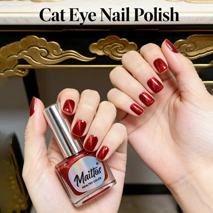 WA510 Lucky- 12ml No-bake Cat's Eye Water-based Nail Polish, Oderless, With a magnet, dry quickly No need UV lamp, easy to tear