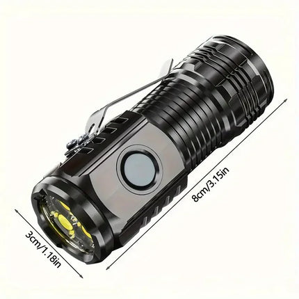 Mini 3 LED Flashlight With Pen Clip，Night Walking, Portable Brightness,Rechargeable Waterproof Emergency Spotlight Outdoor Torch