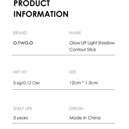 O.TWO.O Double-Headed Contour Stick Waterproof Matte Highlighter Concealer Clavicle Shadow Pen 3D Face Highlighting Makeup Pen