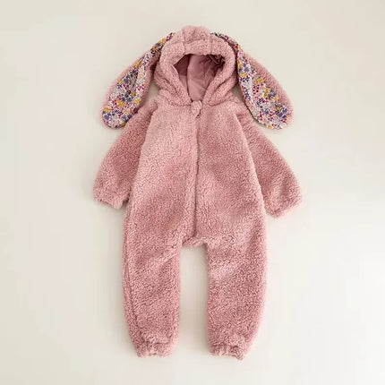 Spring Baby Girls Boys Rabbit Romper Newborn One-piece Jumpsuit Hooded Pajamas Boys Plush Homewear Outfits Baby Costume