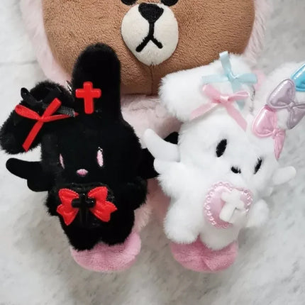 Anime NEEDY GIRL OVERDOSE Rain Ame Cosplay Keychain Cute Kawaii Rabbit Plush Cotton Stuffed Doll Pendant Keyring Accessories
