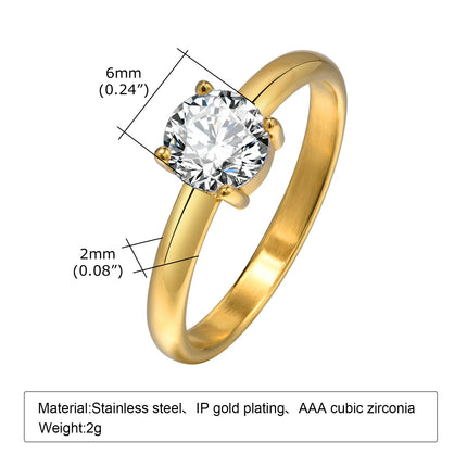 Minimalist Water Drop White Zircon Women Ring, Wave Drop Stainless Steel Ring, 18K Gold Plated Waterproof Luxury Jewelry
