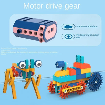 116pcs Electric Gear Science Education Building Blocks Mechanical Educational Toy Particle Assembly Set Assembly