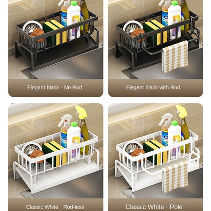 Kitchen Sink Drain Rack Organizer Plastic Self-draining Sink Shelf Soap Sponge Holder Dishcloth Towel Rack filter basket