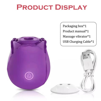 Rose Toy Sucking Vibrator Stimulator for Women with 10 Sucker Thrusting Dildo G Spot Vibrators Adult Toys for Woman Man Couples