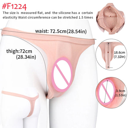FAAK Silicone Crossdresser Thong Panty Camel Toe Hiding Gaff Shaping Brief Insertable Sexy Fake Pussy Vagina Underwear