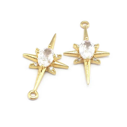 18K Gold Color Brass  Zircon Star Charms Pendants Jewelry Necklaces Earrings Bracelets Making Supplies Diy Findings Accessories