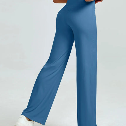 High Waisted Straight Leg Yoga Pants for Women, Naked Feeling Butt Lifting Loose Fit Workout Trousers, Slimming Gym Pants