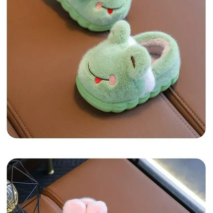 Baby Warm Cotton Shoes Autumn Winter New Boys Girls Cartoon Animal Cotton Slippers Non Slip Comfortable Soft Sole Plush Slippers