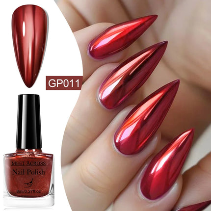 MEET ACROSS 8ml Glass Bottle Water-Based Peel Off Nail Polish Spring Summer Colorful Glitter Nail Art Varnish No Need Lamp