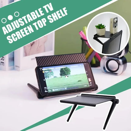 Adjustable TV/Monitor Top Shelf Organizer - Universal Space-Saving Rack for Router, Media Box,Accessories & Cable Management