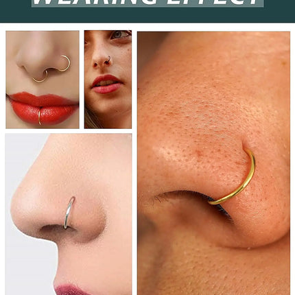 Men Women 316L Surgical Steel Hinged Nose Rings Hoop for Nostril Septum Cartilage Helix Daith Tragus Rook Conch Lip Ear Lobe