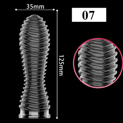 1PCS Transparent Penis Covers Extender Men's Crystal Wolf Tooth Condoms Finger Cock Ring Adult Sex Toys For Male Penis Sleeve