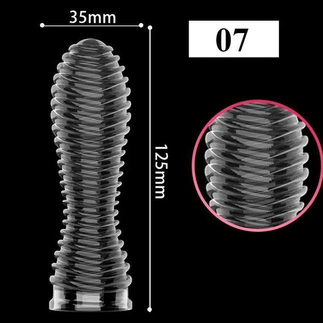 1PCS Transparent Penis Covers Extender Men's Crystal Wolf Tooth Condoms Finger Cock Ring Adult Sex Toys For Male Penis Sleeve