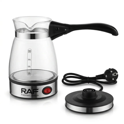 Turkish Coffee Pot 600W Glass Italian Mocha Pot Greek Turkish Coffee Machine Tea with Foldable Handle Milk Heating Home Travel
