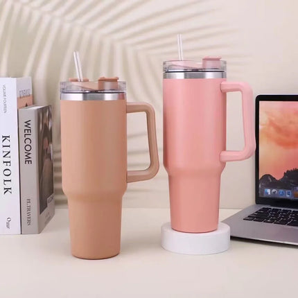 Mug Tumbler 40oz with Straw Handle Coffee Insulated 304 Stainless Steel Car Cup Keeps Cold Beer with Lids Tumbler Thermos Cup
