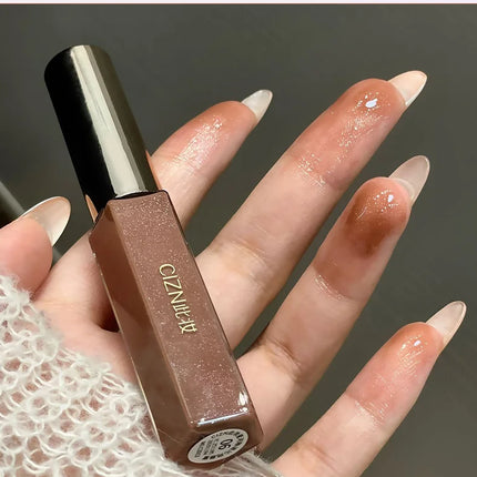 Cizn Galaxy Qin Lip Gloss Moisturizing and Long-Lasting Fine Shimmer Plumping Lip Gloss Mirror-Like Water Gloss Daily Lipstick Cosmetics Same Style as Girl Groups