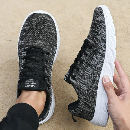 2026 New Trendy Men's Knit Sneakers Breathable Lightweight Casual Shoes Non-slip Soft Sole Comfortable Walking Sports Shoes for Men