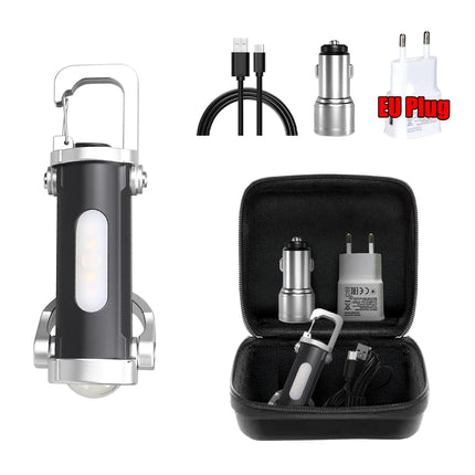 Portable Keychain Handheld Flashlights Rechargeable Pocket COB Working Light Outdoor Hook Emergency For Camping Walking Hiking