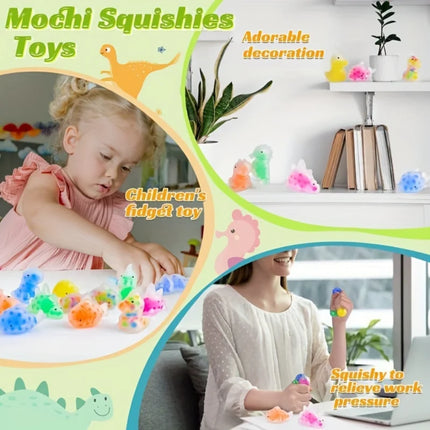 1-24pcs Random Pattern Cute Squeeze Mochi Toys With Water Beads  Party Favors For Kids Stress Relief Baubles For Classroom Prize