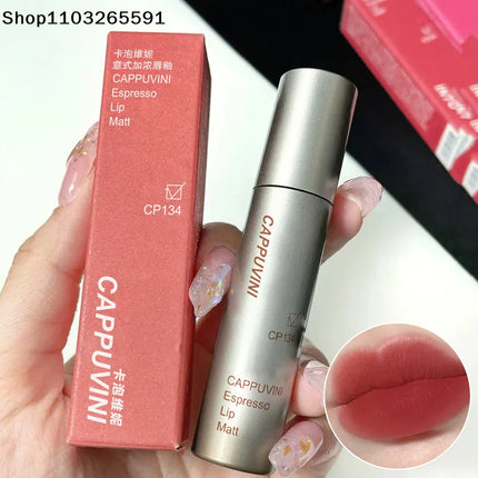 Cappuvini Mini Silver Tube Matte Velvet Lip Gloss – Waterproof, Non-Stick, Smudge-Proof, Long-Lasting Liquid Lipstick