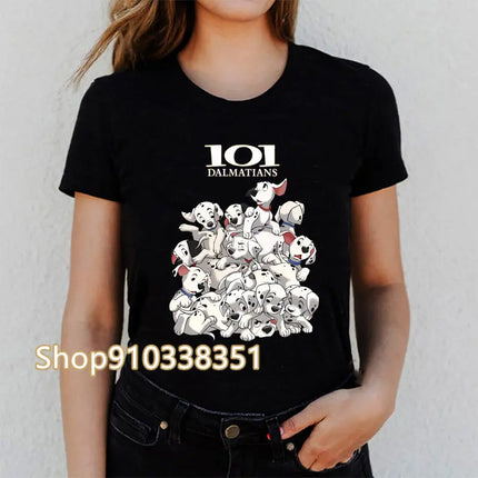 T-shirts Women Anime Tee Kawaii Animal Tshirt Dogs Graphic Cartoon 101 Dalmatian Short-sleeved Female Harajuku Clothes