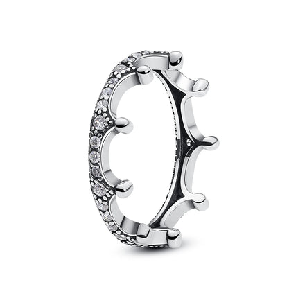 925 Sterling Silver Rings For Women Original Crown Love Heart Wishbone Engagement Wedding Rose Gold Crystal Ring Luxury Jewelry