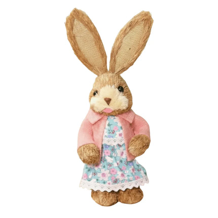 35cm Size Easter Straw Rabbit Handmade Craft Country Retro Style Woven Bunny Exquisite Hand Gifts Realistic Design
