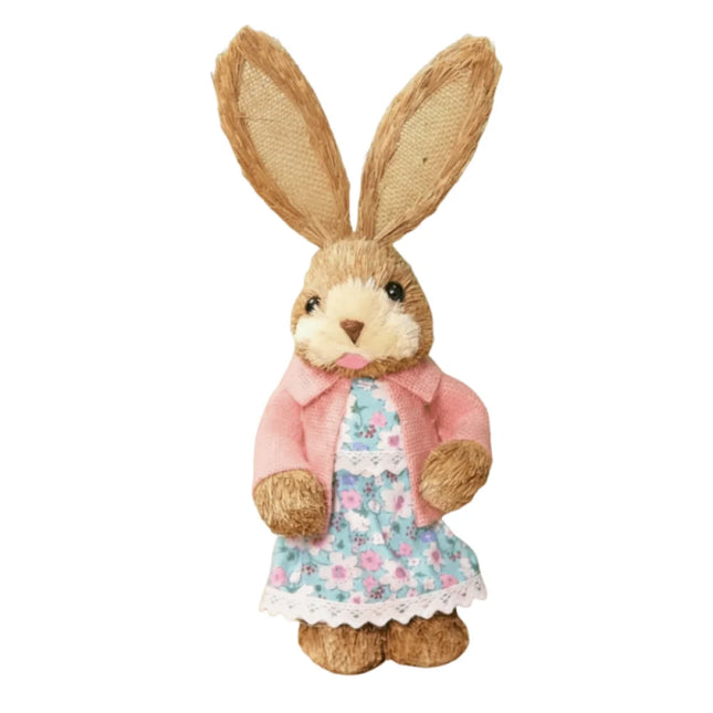 35cm Size Easter Straw Rabbit Handmade Craft Country Retro Style Woven Bunny Exquisite Hand Gifts Realistic Design