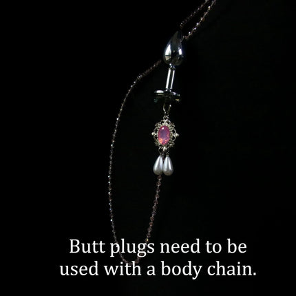 Pink Gemstone Necklace Nipple Clamps Erotic Tassel Body Chain 5 Sizes of Butt Plugs Chest Stimulation Integrated BDSM Restraint