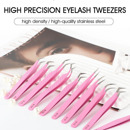 Natuhana Rose red Tweezers Stainless Steel  Tweezers High Precision Anti-static Tweezers for Eyelash Extensions Makeup