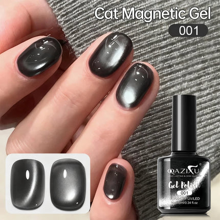 QAZIXU 10ml Black Cat Eye Gel Nail Polish Soak Off UV LED Varnish Semi Permanent Nail Art DIY For Women Winter