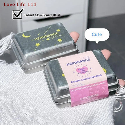 NewHERORANGE Iron Box Blusher Mineral Powder Long-lasting Cheek Contour Tint Facial Blusher Cosmetics Single Color Blush Palette