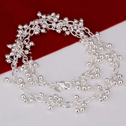 New Arrive 925 Sterling Silver Pretty Bead Bracelets Neckalce For Women Fashion Party Wedding Jewelry Sets Cute Gifts