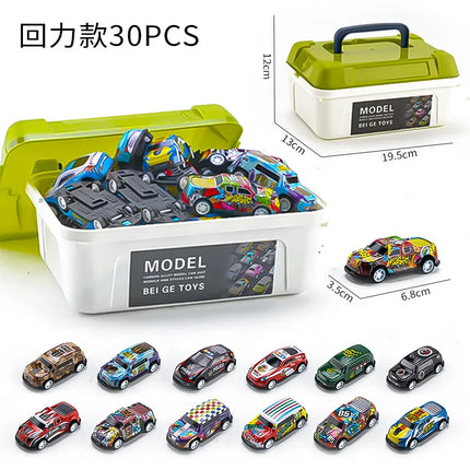 30PCS 50PCS Mini Alloy Car Model Set with Storage Box Diecast Cars Toys for Boys Sliding Inertia Vehicle Children Toy Kit Gifts
