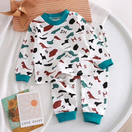 Multi Color Cute Cartoon Bear Print Toddler Baby Suits Tops Hoodie and Pants Comfortable Baby Sets for 1-8Y Kids Clothing Sets