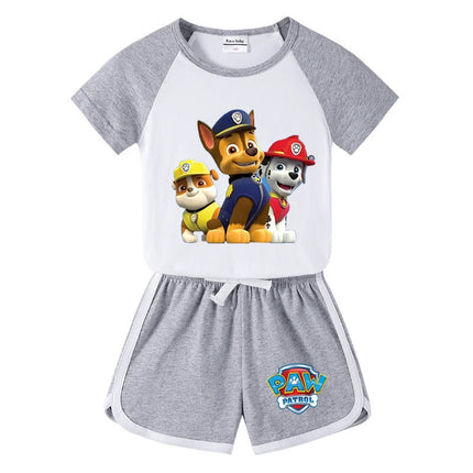 Children's Summer Pajama Set Kids Cartoon PAW Patrol T-shirt+Shorts Sets Boys Cotton Tops+Shorts 2Pcs Baby Boys Girls Sport Suit