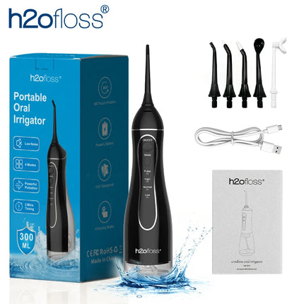H2ofloss Water Flosser For Teeth Portable Oral Irrigator Dental Water Jet High Pressure Cleaning Mouth Machine 300ML 4 Modes