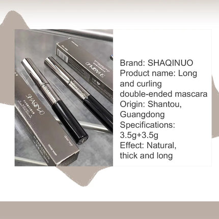 SHAQINUO 2 In 1 Volume and Length Waterproof Mascara Long Lasting Dual-Ended Tubing Eye Makeup