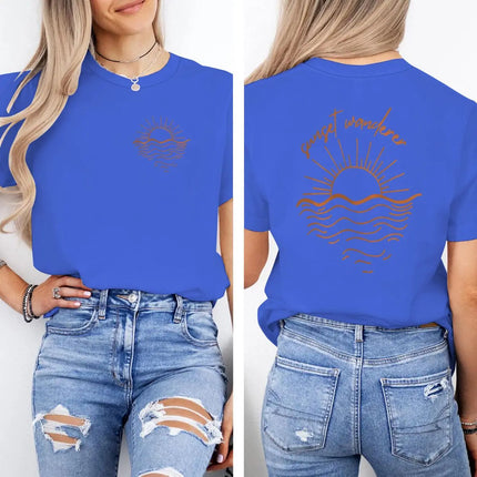 Beach Sunset Graphic T Shirts Women Men Beach Sunset Design Casual Tops Tees Tropical Beach Short Sleeve T-shirt