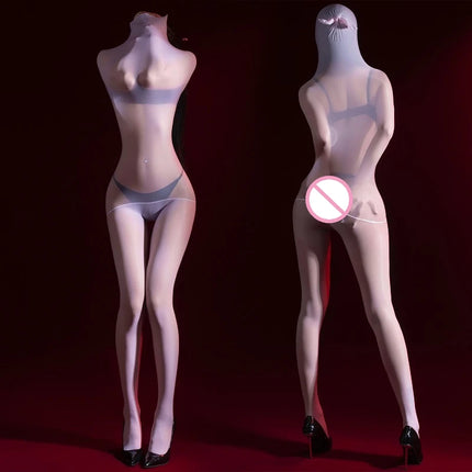 Sexy Unisex Cocoons Full Body Stockings Oil Glossy Shiny Bodysuit High Elastic 5D See Through Tight Leotard Sissy Gays Lingerie
