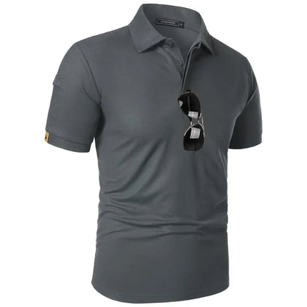 Summer Mens Short Sleeve Polo Shirt Sports Tennis T-Shirt Moisture-Wicking Shirts Breathable Button Streetwear Oversized T Shirt