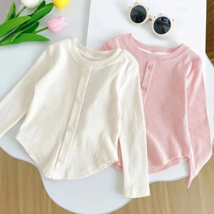 1-12Y Baby Girls Shirt Spring New Children's Long Sleeve T-shirt Solid Color Fashionable Baby Slimming Tops Girls' Base Shirts