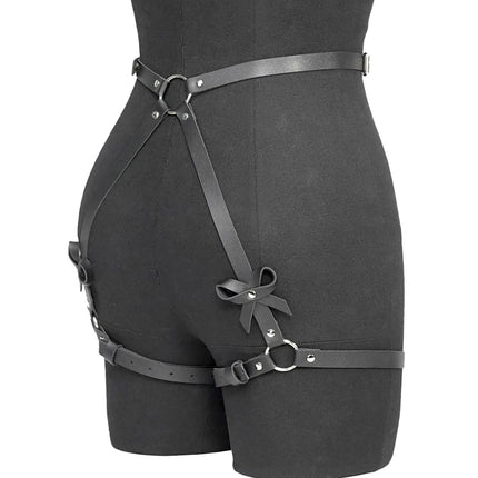 Hot Selling Leather Garter Belt Lingerie Sexy  Erotic Costumes Gothic Leg Harnesses Bow Underwear Women PU Leather Body Harness