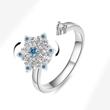VENTFILLE 925 Sterling Silver Moon And Stars Zircon Rotatable Ring For Women Gift Diamond Relieve Stress Ring Jewelry Wholesale