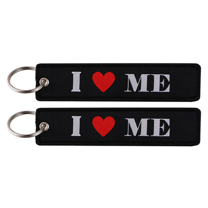 I LOVE HOT MOMS Quotation Embroidered Keys Tag Keychains for Women Keyring Car Keys Novel Fashion Jewelry Accessories Gifts