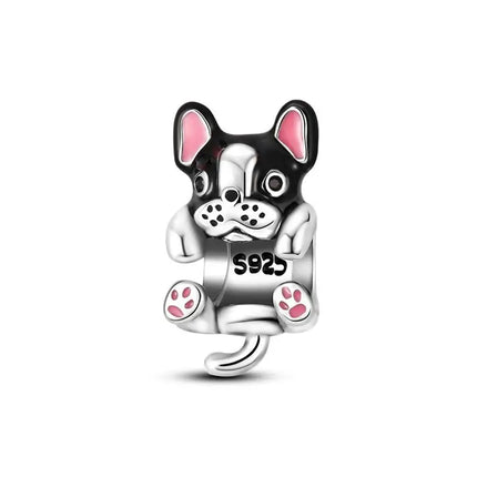 Hot Sale 925 Sterling Silver Dog Paw Print Fixed Clip & Shepherd Dog Dangle Charm Fits Bracelet Beloved Pet Pendant Gifts